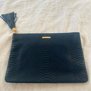 Gigi New York Navy Python Embossed Leather Uber Clutch